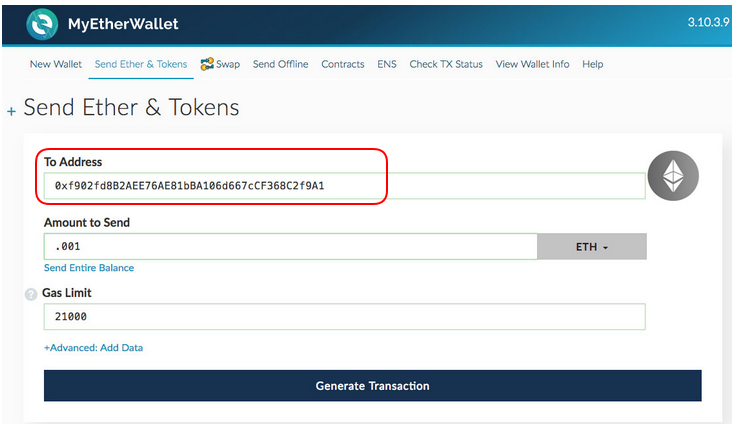 Enter the recipient’s wallet address