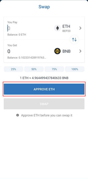 tap on “approve ETH”
