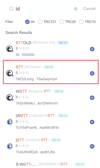 BTTOLD in BTT swappen