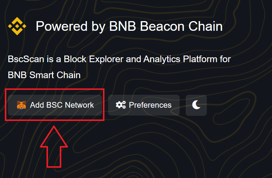 Klick auf das Symbol BSC-Netzwerk hinzufügen
