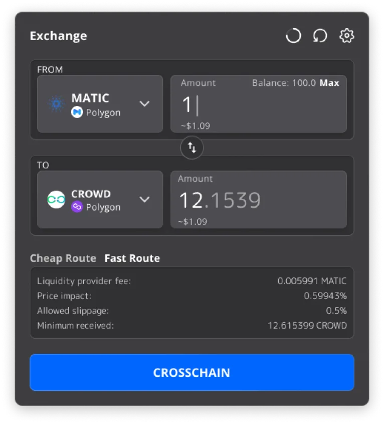 Crypto Exchange Widget Crowdswap