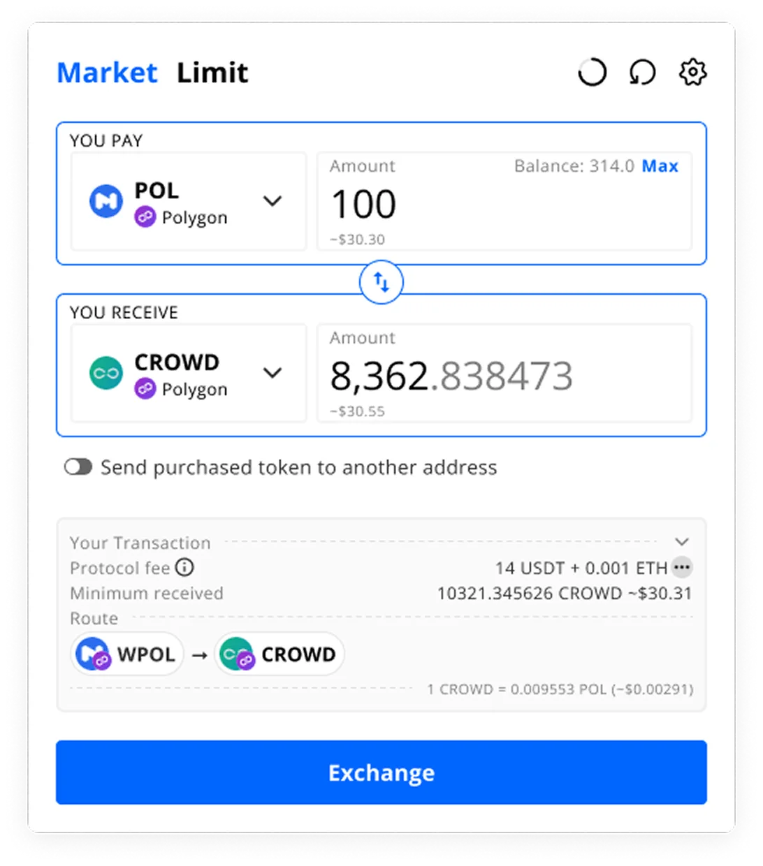 exchange widget